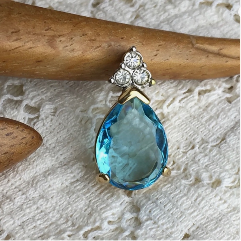 Joseph Esposito VTG tear drop blue 14K GE pendant